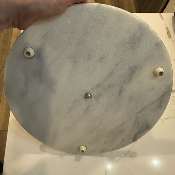 Vintage marble cake, dessert stand with silver handle - Picture 3 of 4